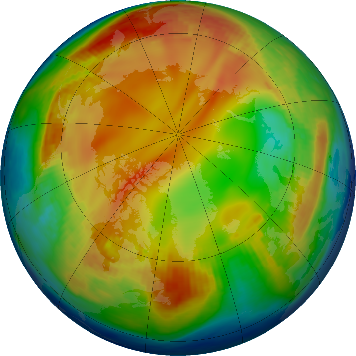 Arctic ozone map for 14 January 1985